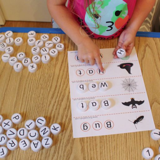 Halloween Bottle Cap Letters Worksheets - Raising Hooks