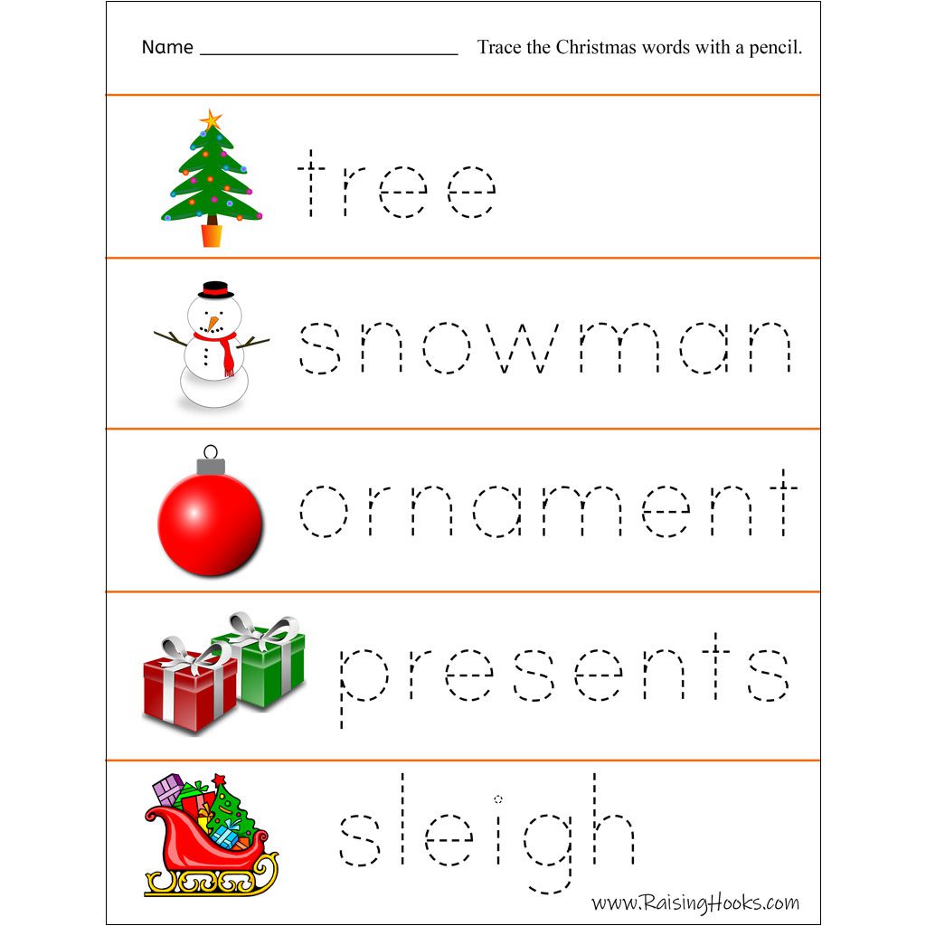 Christmas Tracing Worksheets Raising Hooks