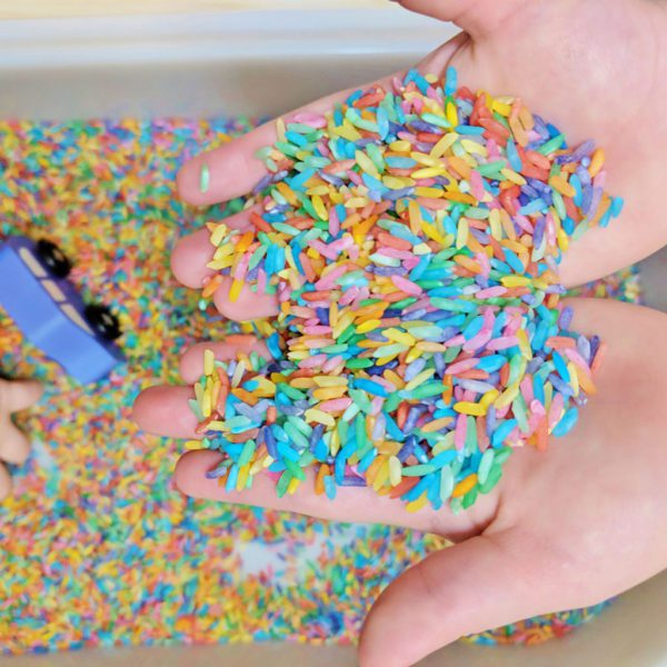 Rainbow Rice Sensory Activities - Raising Hooks