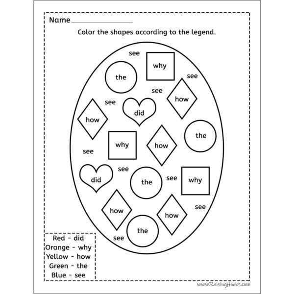 Color The Sight Words - Raising Hooks