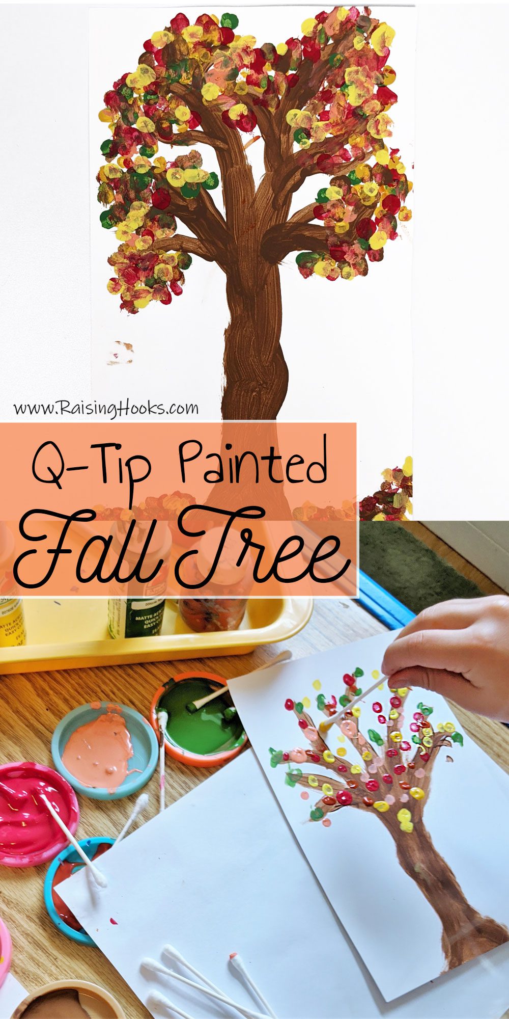 Q-Tip Painted Fall Trees – Raising Hooks