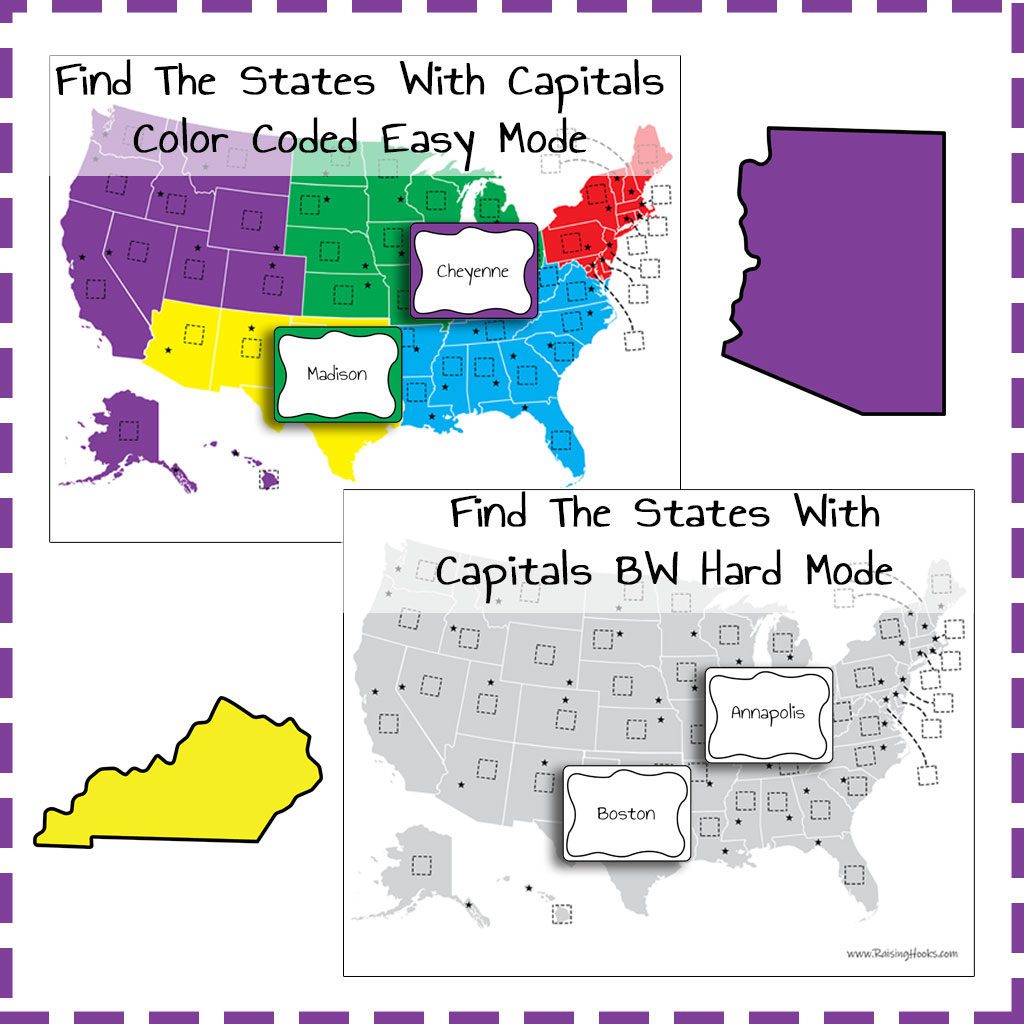 Find The State! A US Geography Game – with capitals! - Raising Hooks